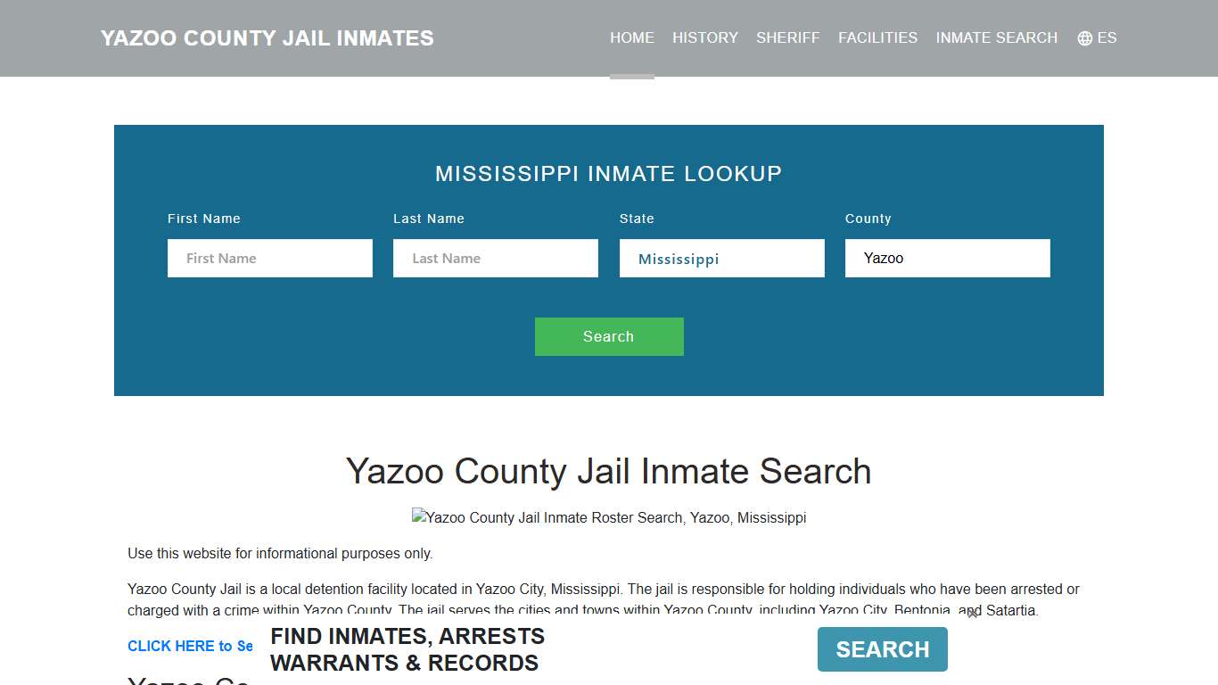 Yazoo County Jail Inmate Roster Lookup, Yazoo, MS